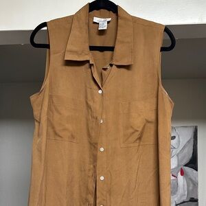 Women’s Sleeveless Brown 100% silk maxi dress